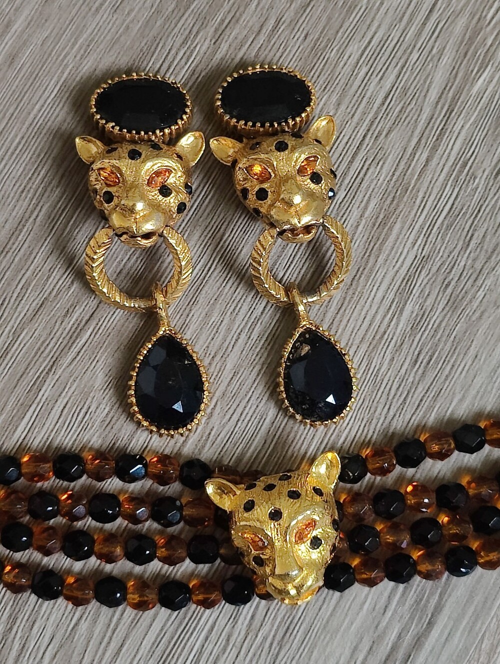 🐆 Vintage RJ Graziano Crystal Leopard Bracelet And Earring Set - Picture 12 of 13